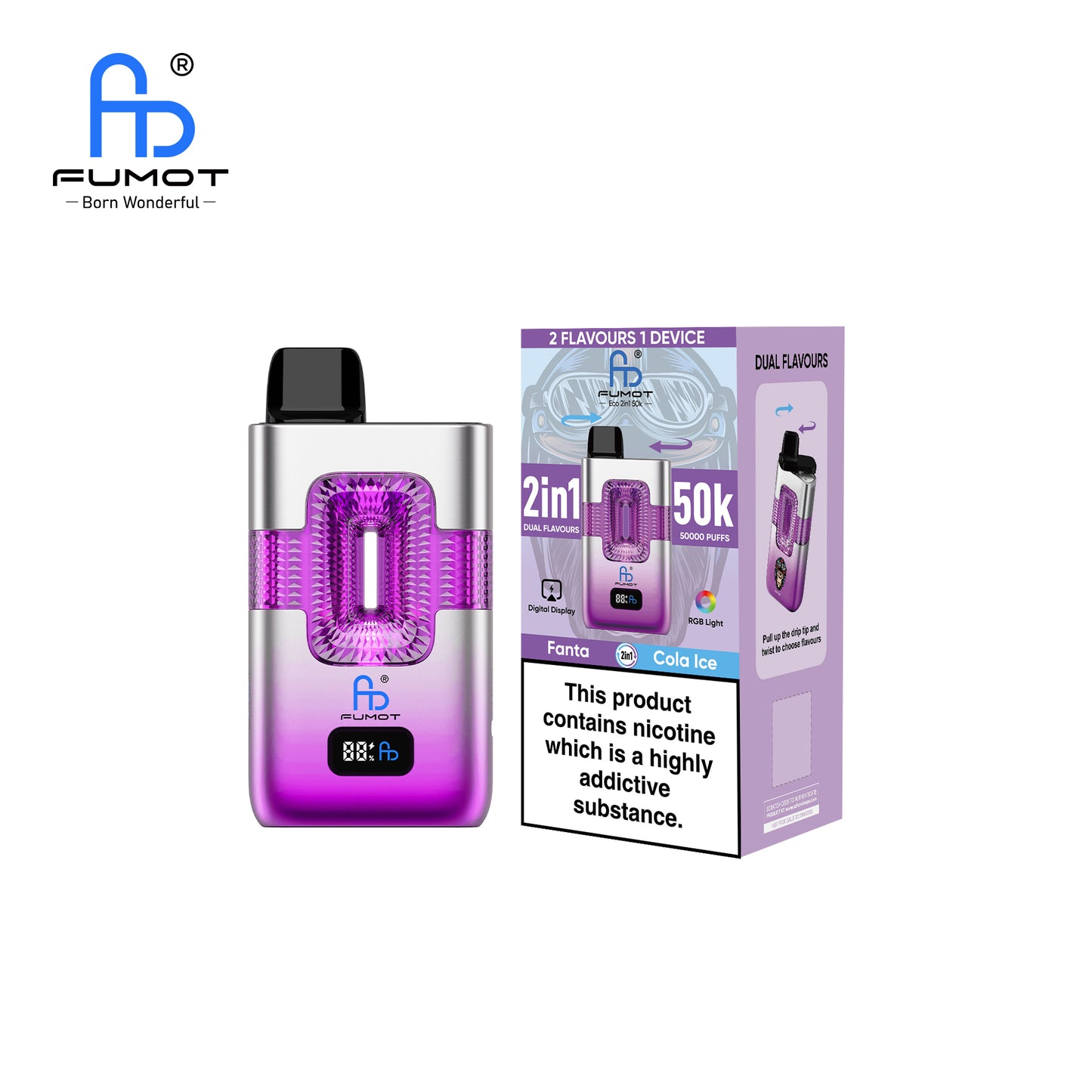 RandM FUMOT ECO 2IN1 50K Puffs Fanta & Cola Ice