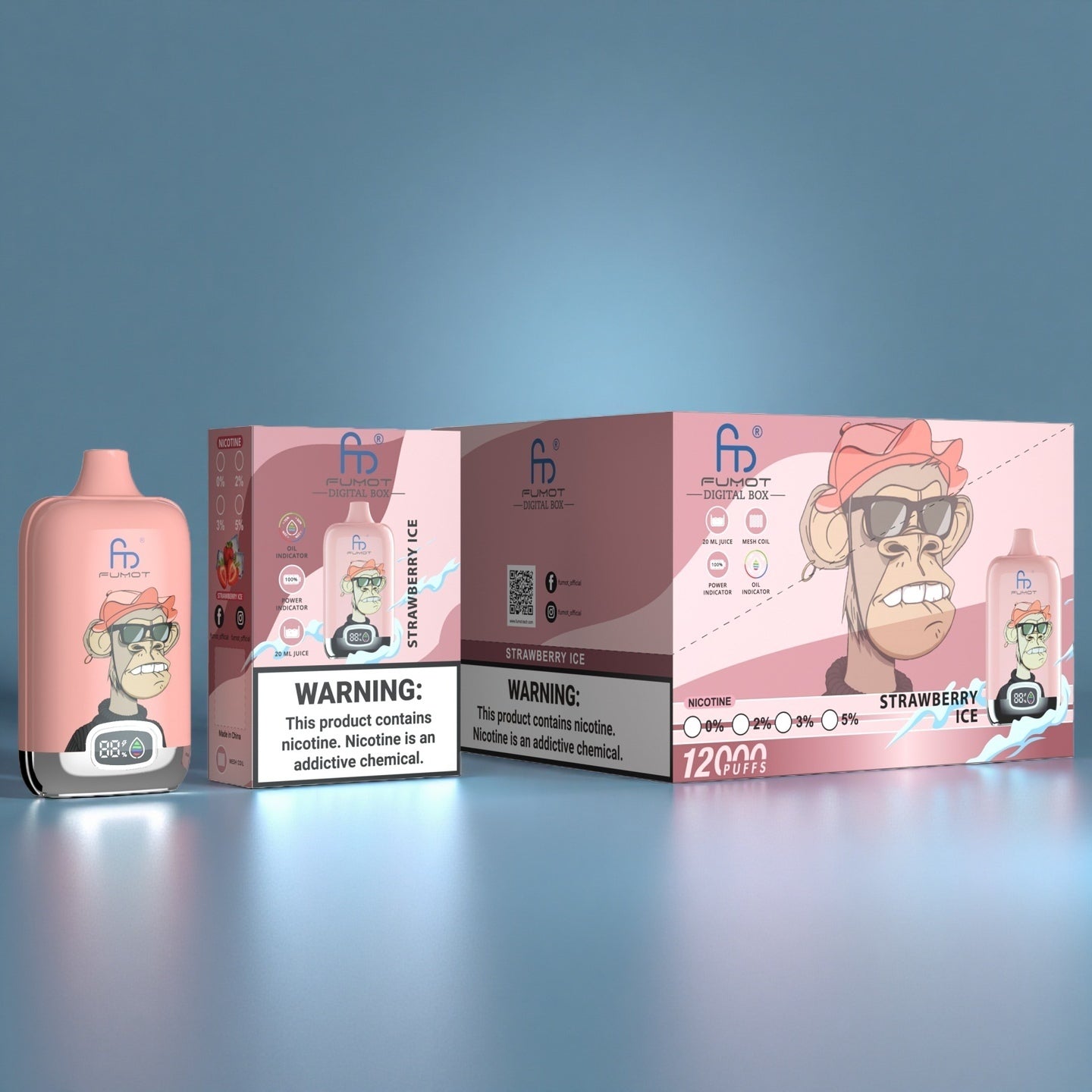 Strawberry Ice Fumot RandM Tornado 12000 Vape 