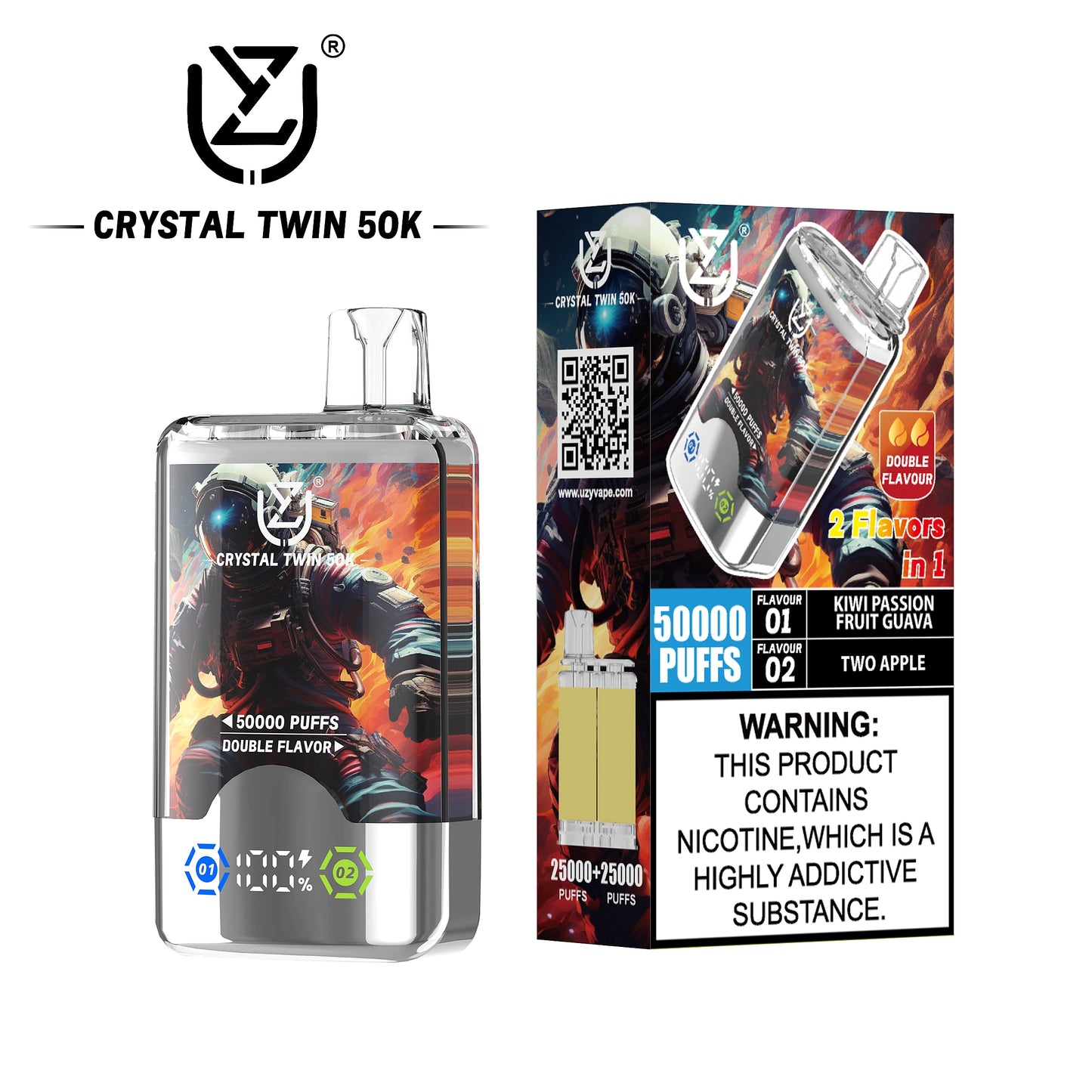 UZY Crystal Twin 50K Puffs Dual-Flavor Vape