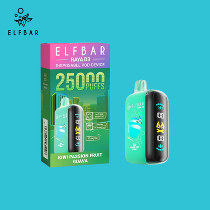 Kiwi Passion Fruit Guava Elf Bar Raya D3 25000 Vape