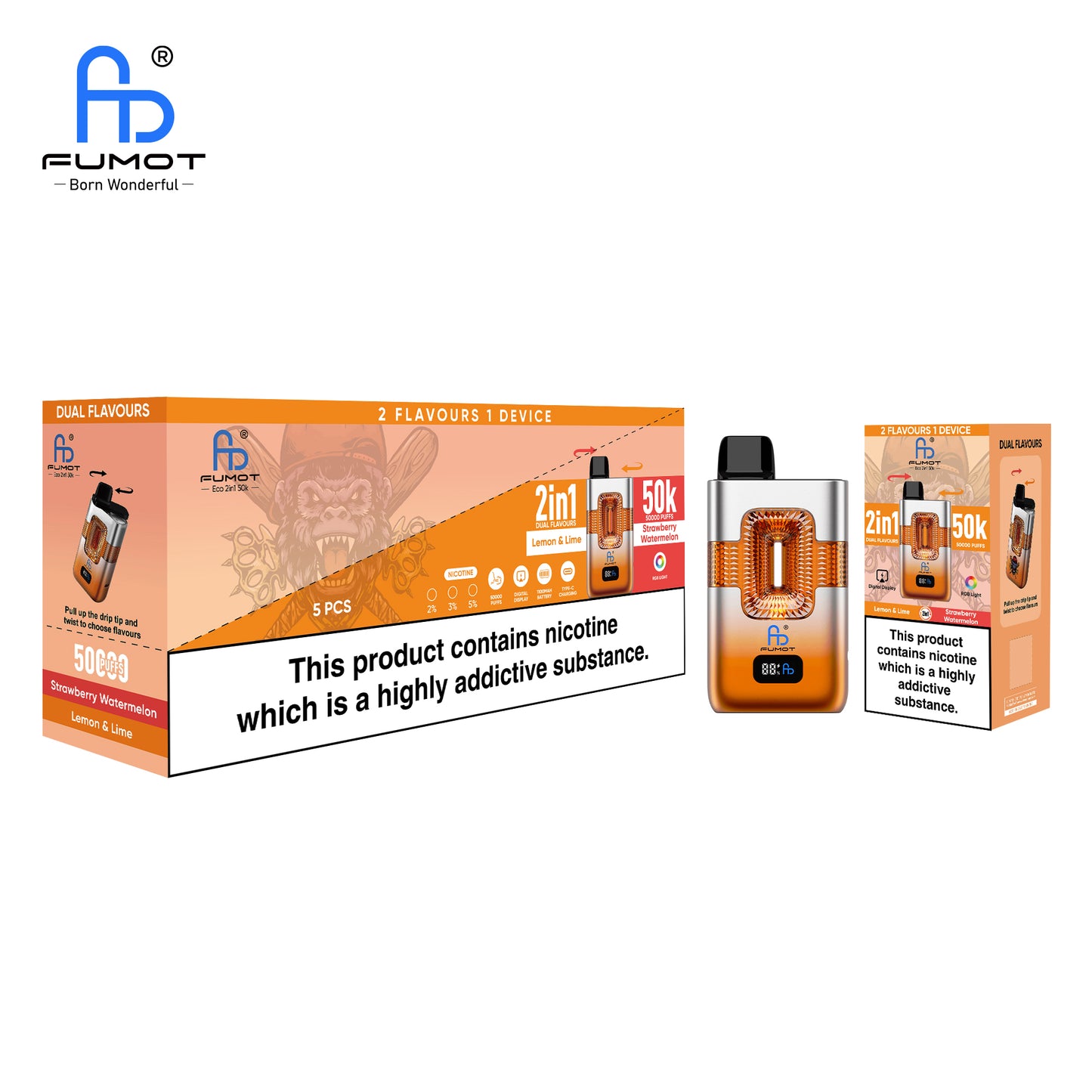 FUMOT ECO 2IN1 50K Puffs Lemon Lime & Strawberry Watermelon