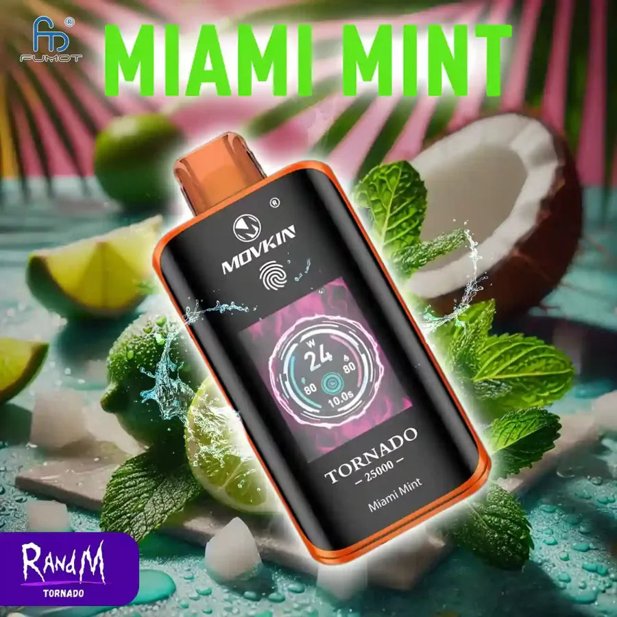 Tornado 25K puffs Miami Mint TFT-Display