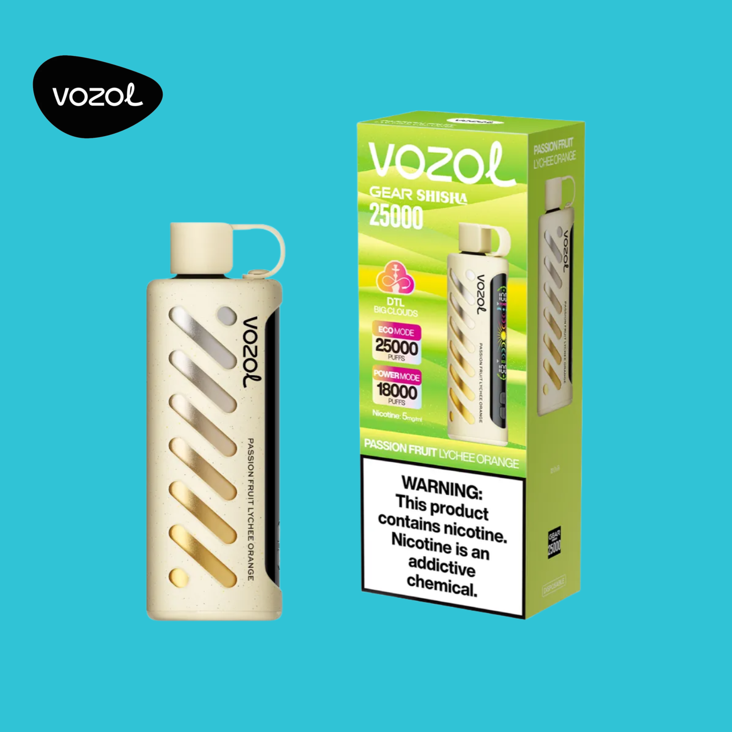 Vozol Gear Shisha 25K Puffs Passion Fruit Lychee Orange