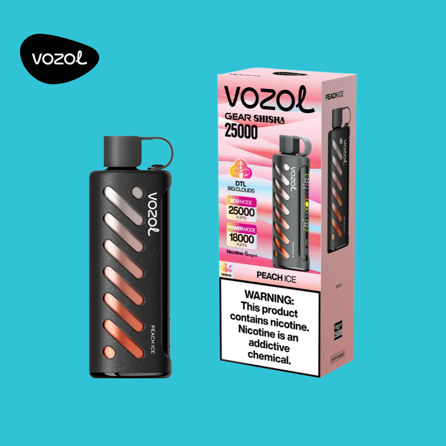 Vozol 25K Peach Ice DTL Vape