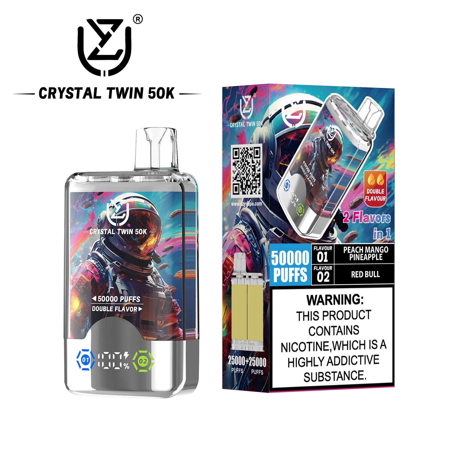 UZY Crystal Twin 50K Puffs Dual-Flavor Vape