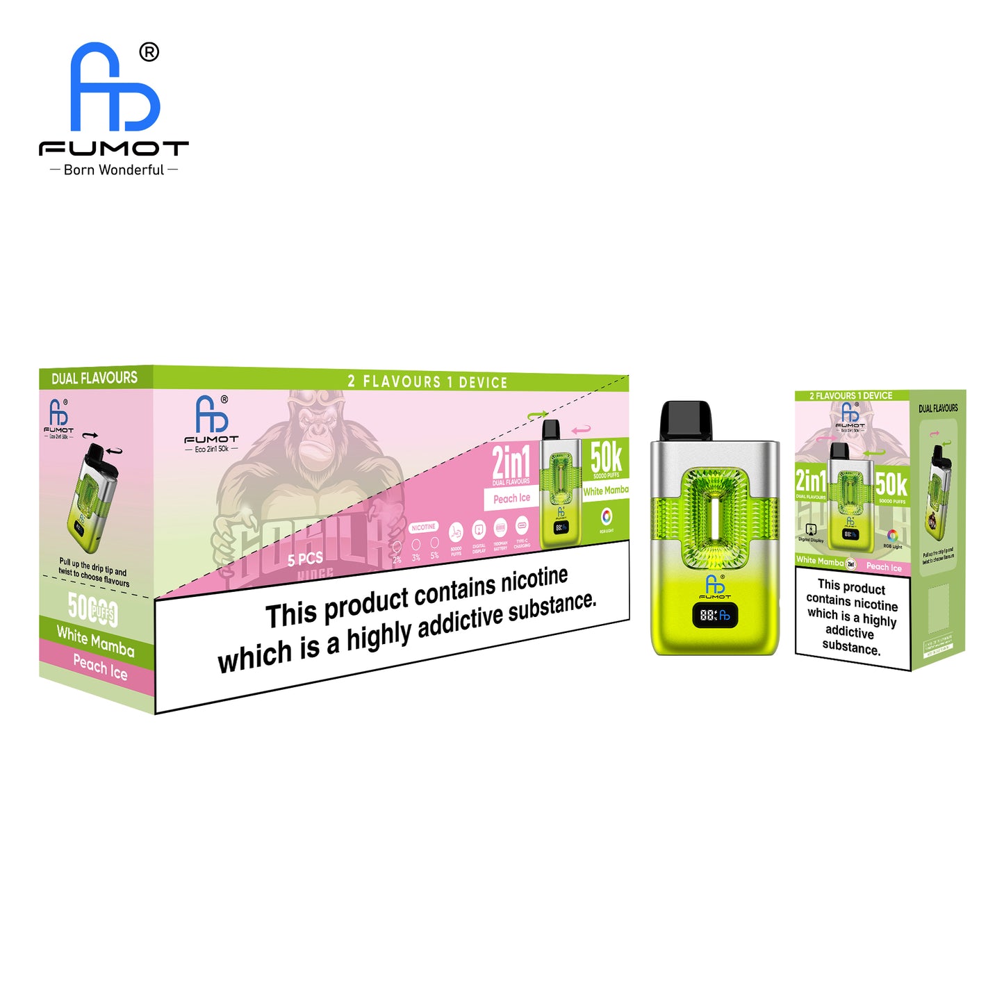FUMOT 50K ECO 2IN1 Peach Ice & White Mamba Dual-Flavor
