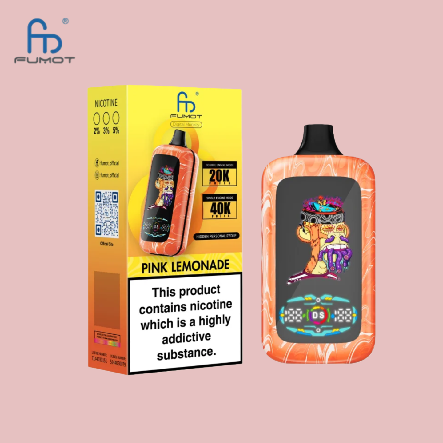 Pink Lemonade RandM Digital Monkey 20K/40K Vape