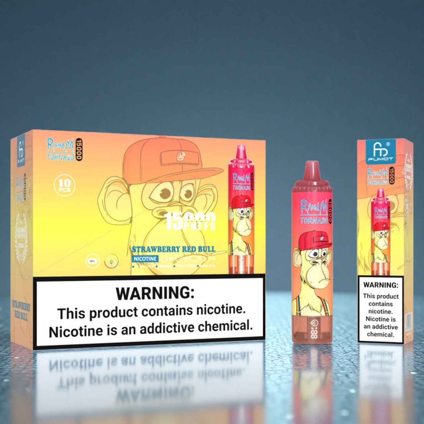 Strawberry Red Bull Fumot RandM Tornado 15000 Züge Vape