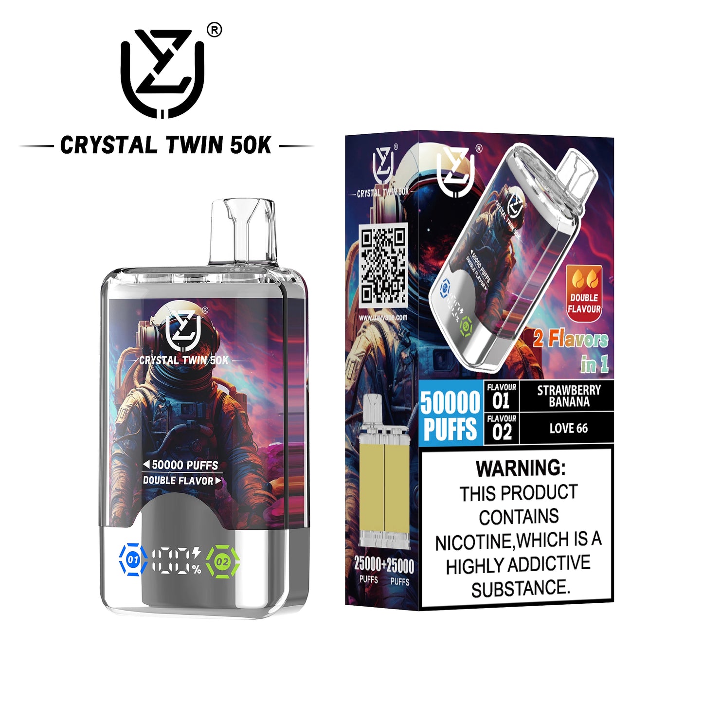 UZY Crystal Twin 50K Puffs Dual-Flavor Vape