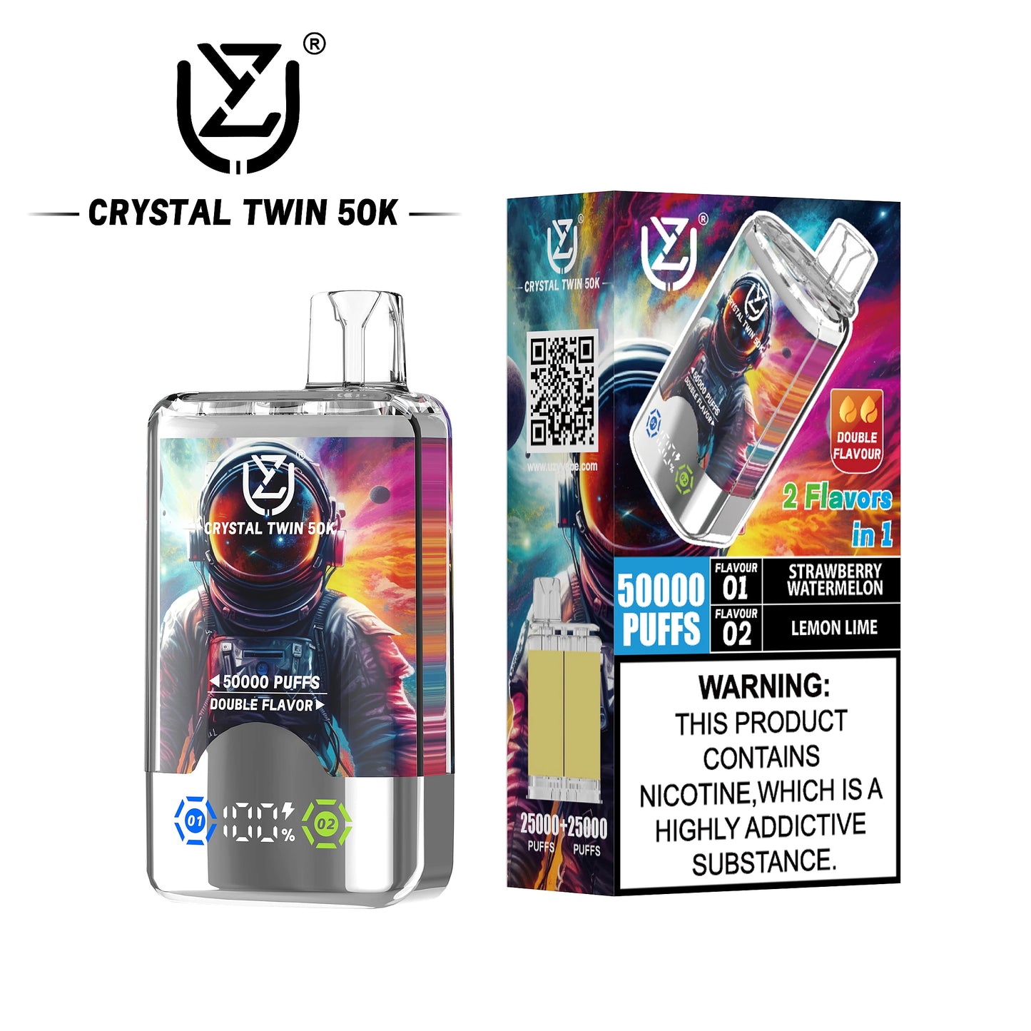 UZY Crystal Twin 50K Puffs Dual-Flavor Vape