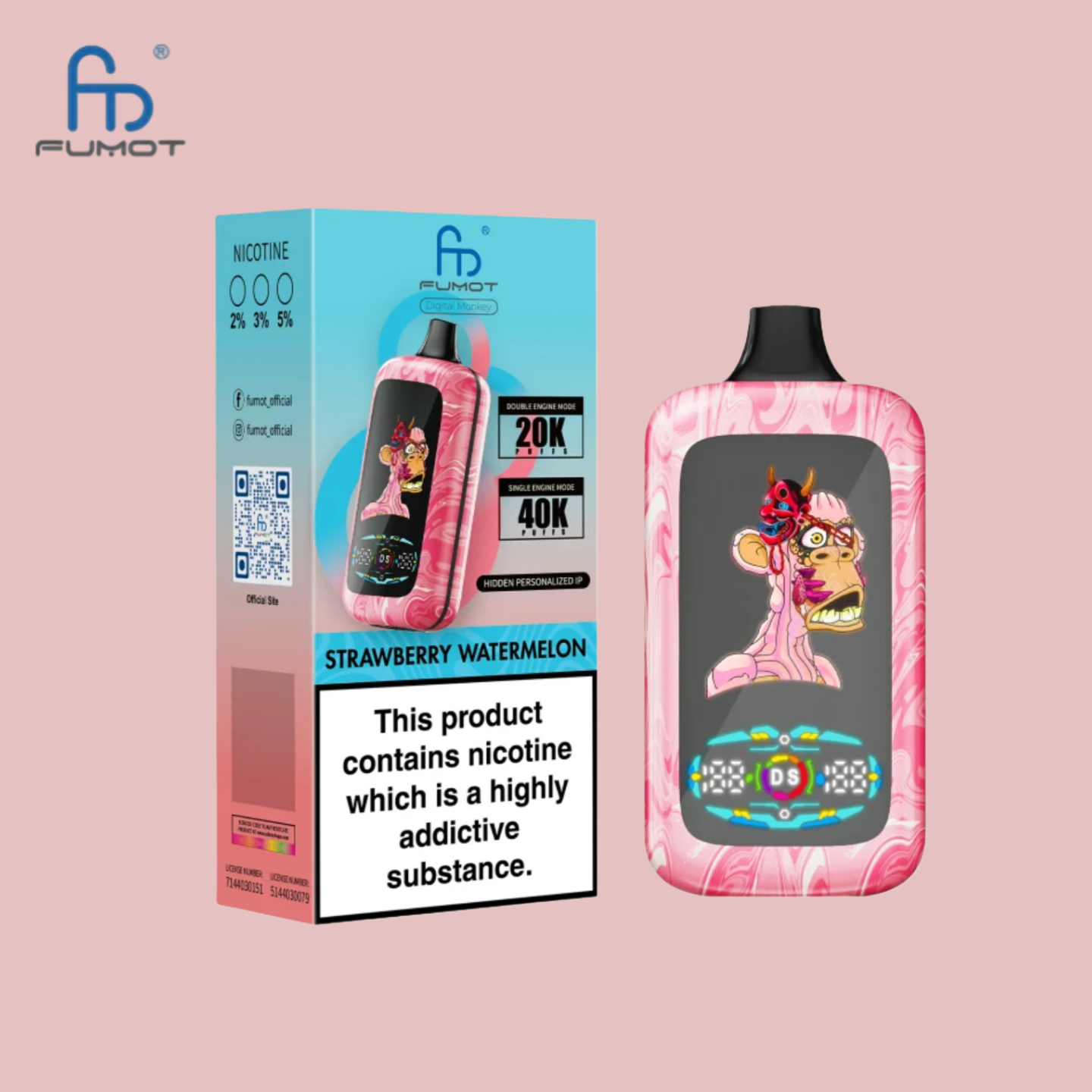 Strawberry Watermelon Fumot Digital Monkey 20K/40K Vape
