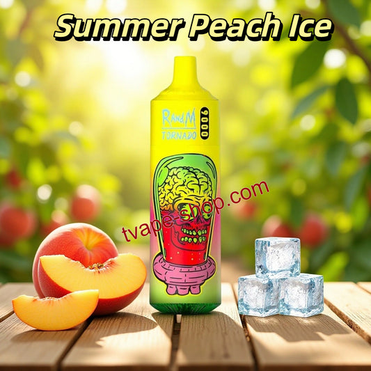 Summer Peach Ice RandM Tornado 9000 Vape