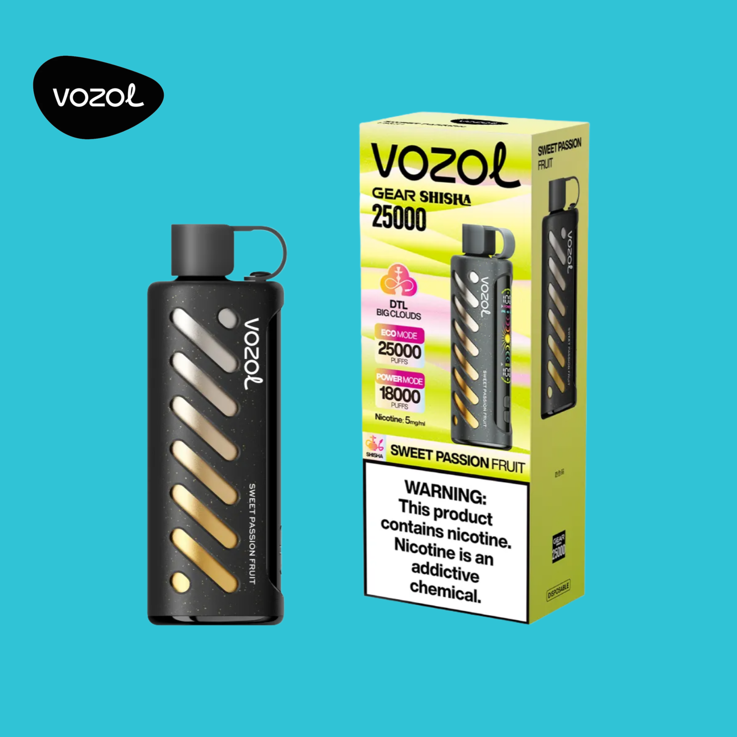 Sweet Passion Fruit Vozol Gear Shisha 25K Vape