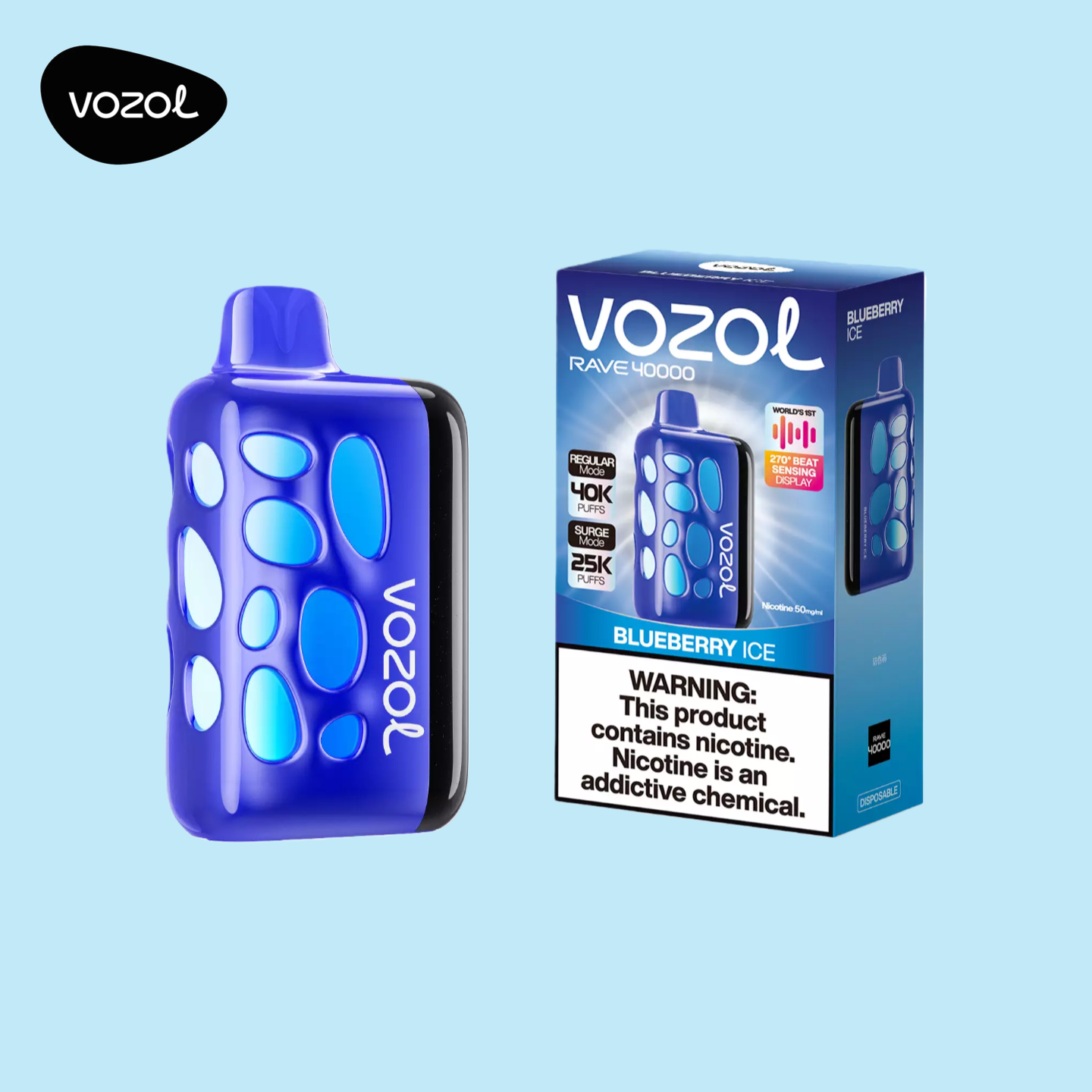 Vozol Rave 40000 Vape Blueberry Ice