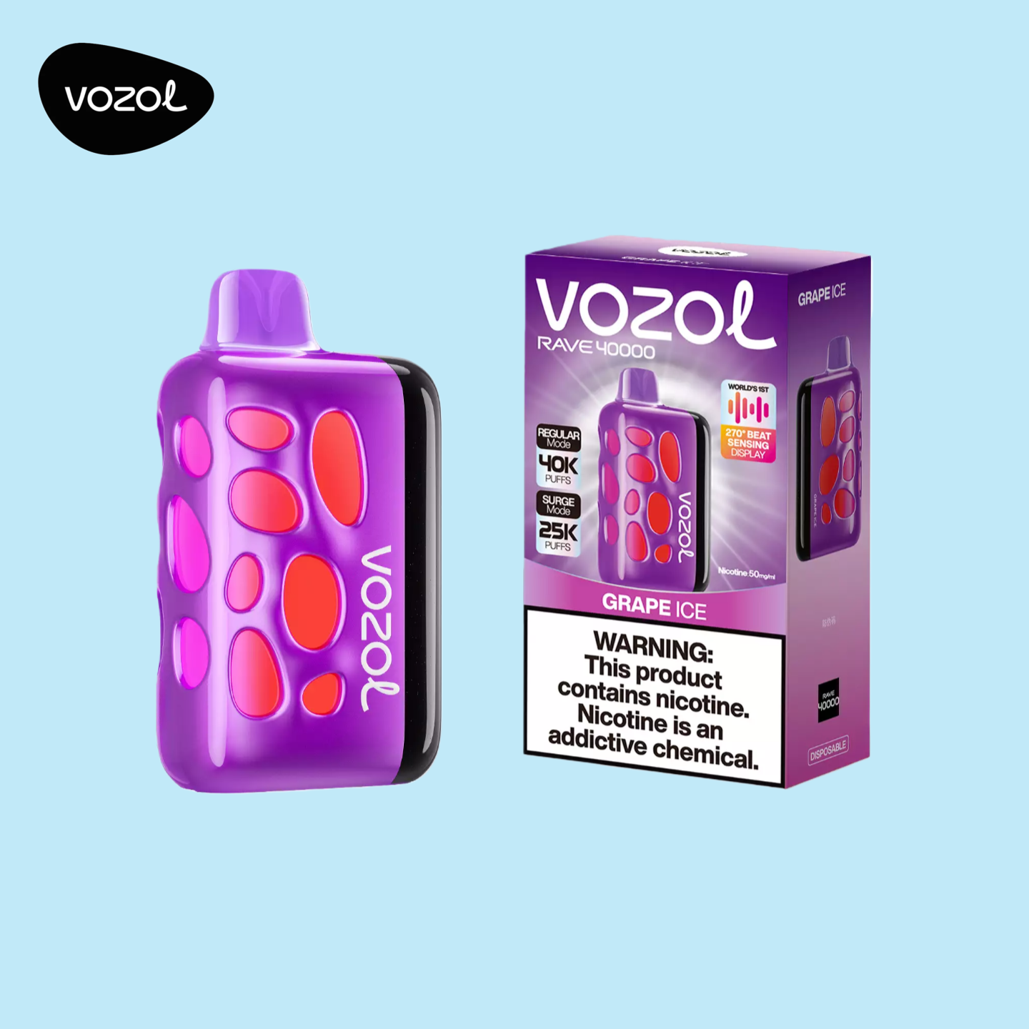 Vozol Rave 40K Puffs Grape Ice