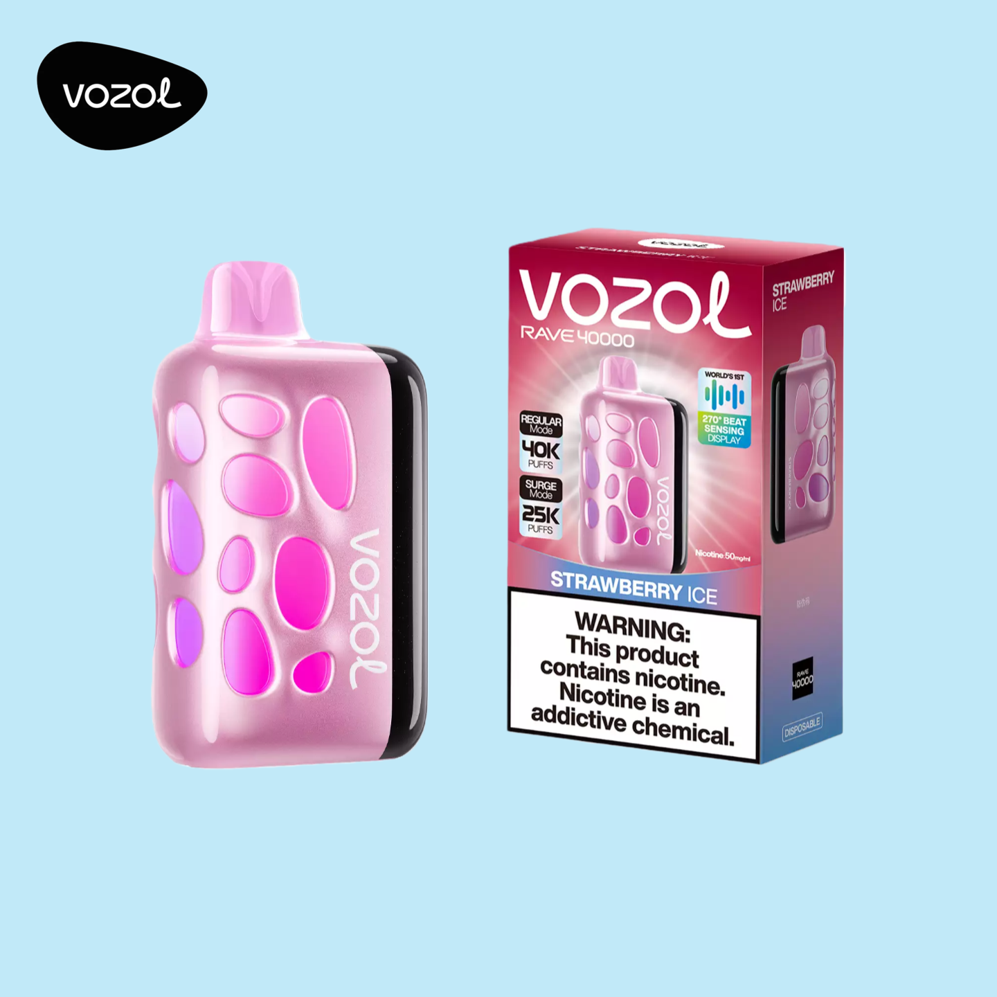 Vozol Vape Rave 40000 Puffs Strawberry Ice