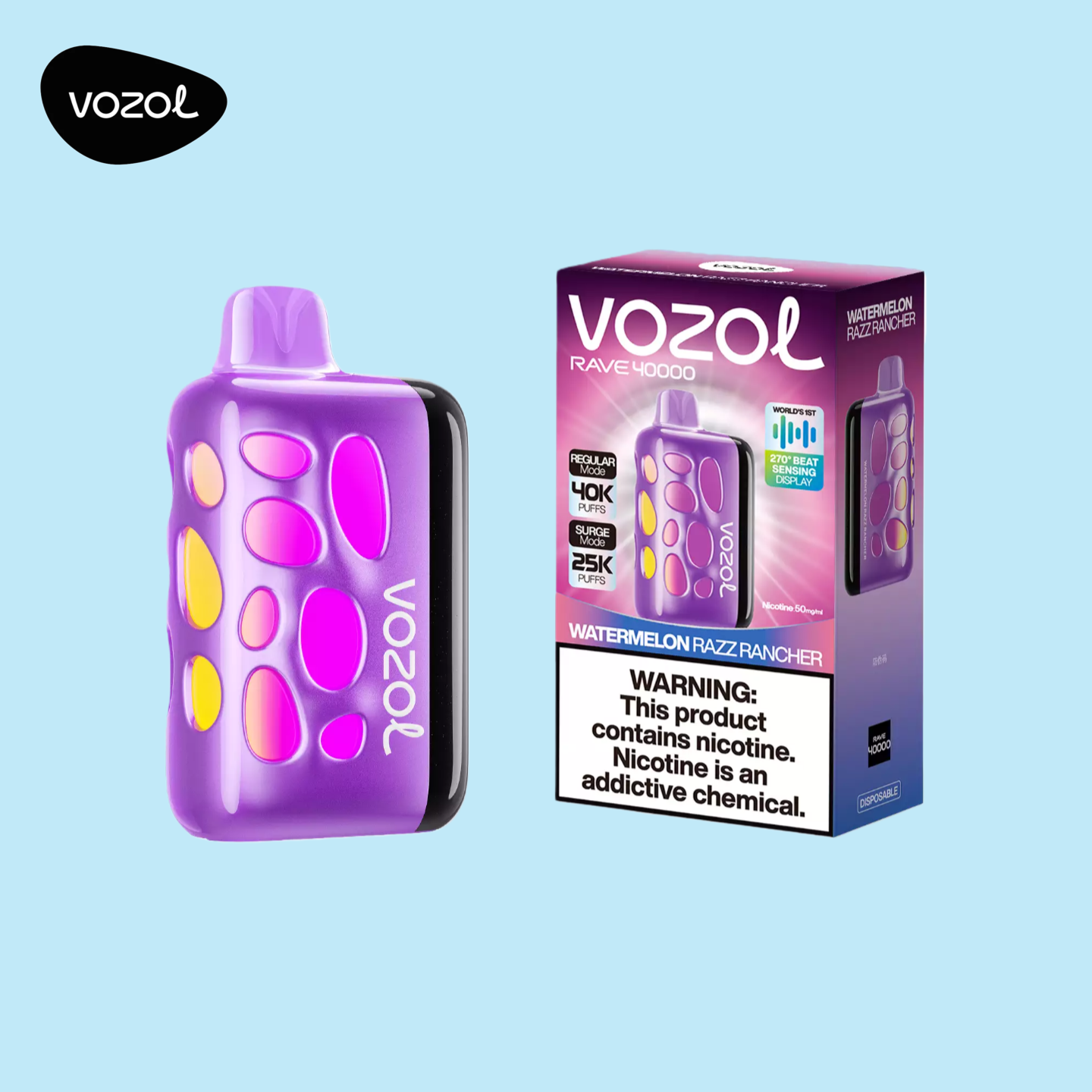 Vozol Vape Rave 40000 Watermelon Razz Rancher
