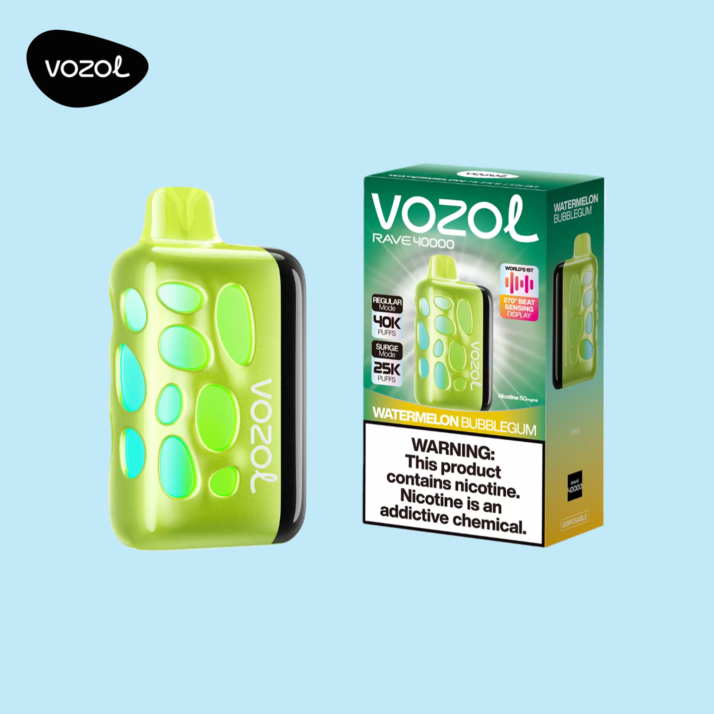 Vozol Rave 40000 Puffs Watermelon Bubblegum Vape