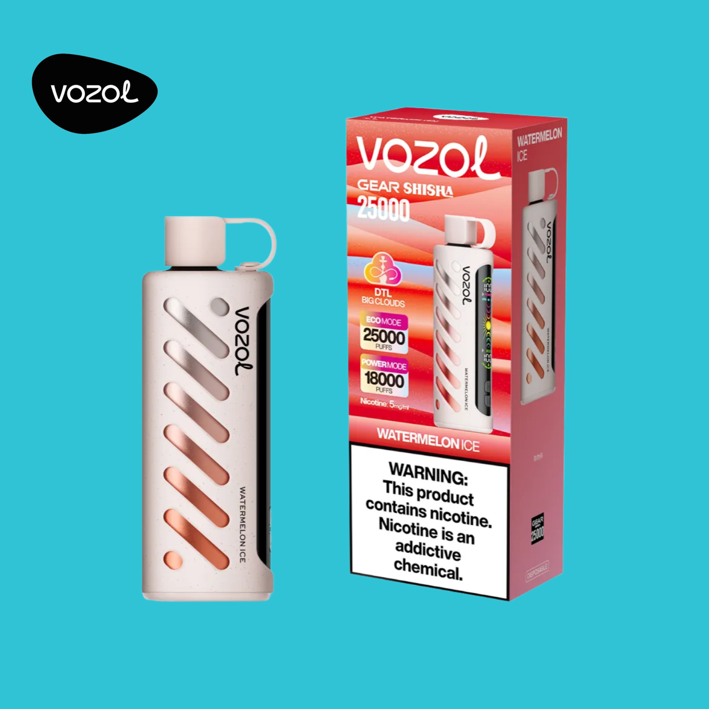 Vozol Gear Shisha 25000 Züge Watermelon Ice