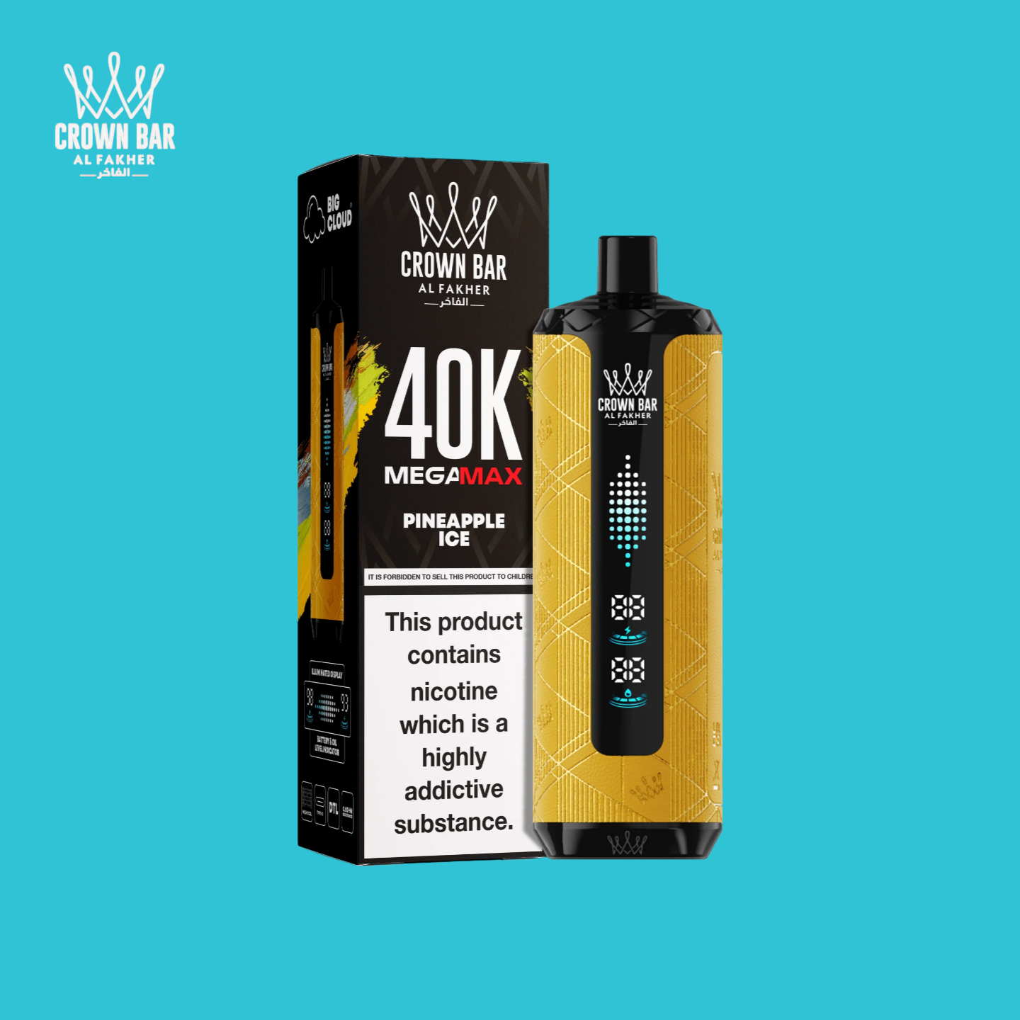 Pineapple Ice Al Fakher Crown Bar Mega Max 40000 Vape