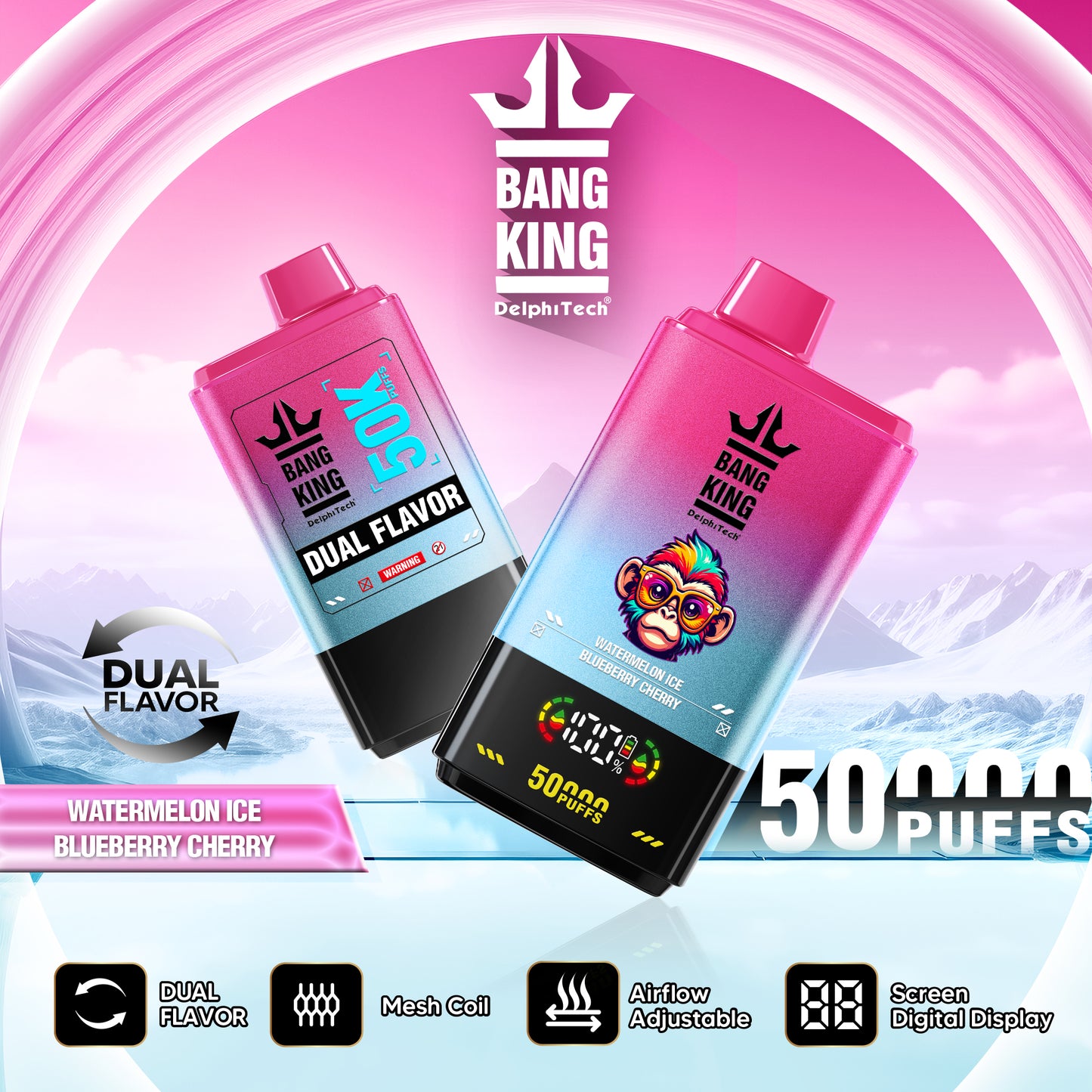 Bang King Vape 50000 Puffs Watermelon & Blueberry Cherry