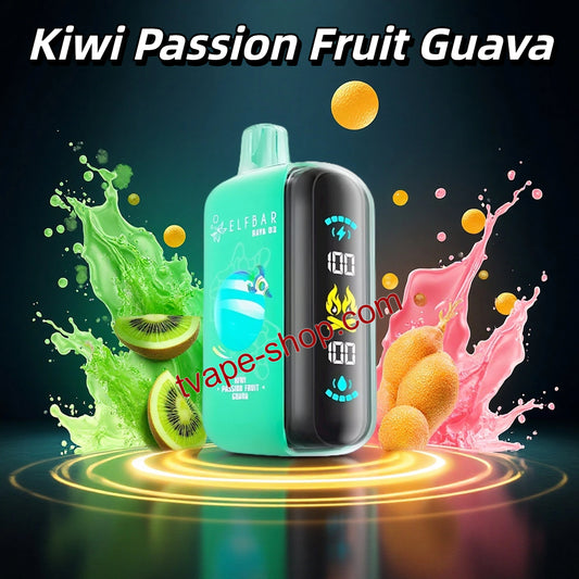 Kiwi Passion Fruit Guava Elf Bar Raya D3 25000 Vape