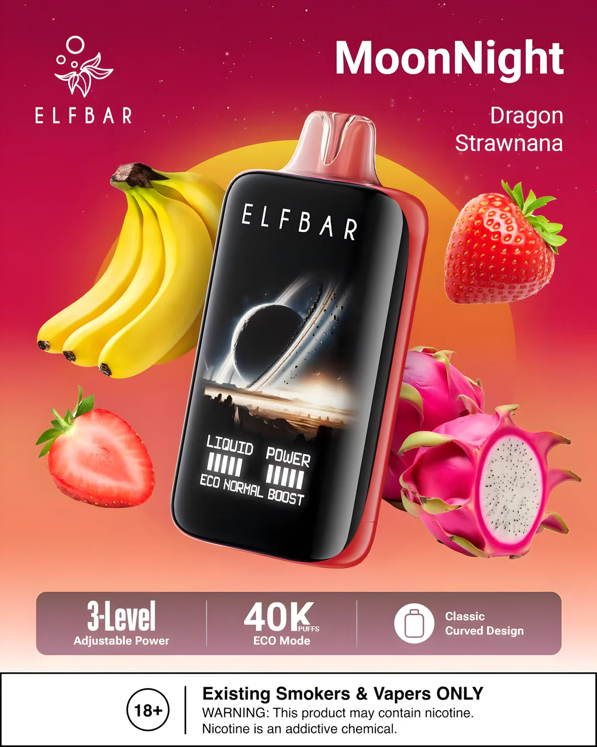 Dragon Strawnana ELF BAR 40000 Moon Night  Vape