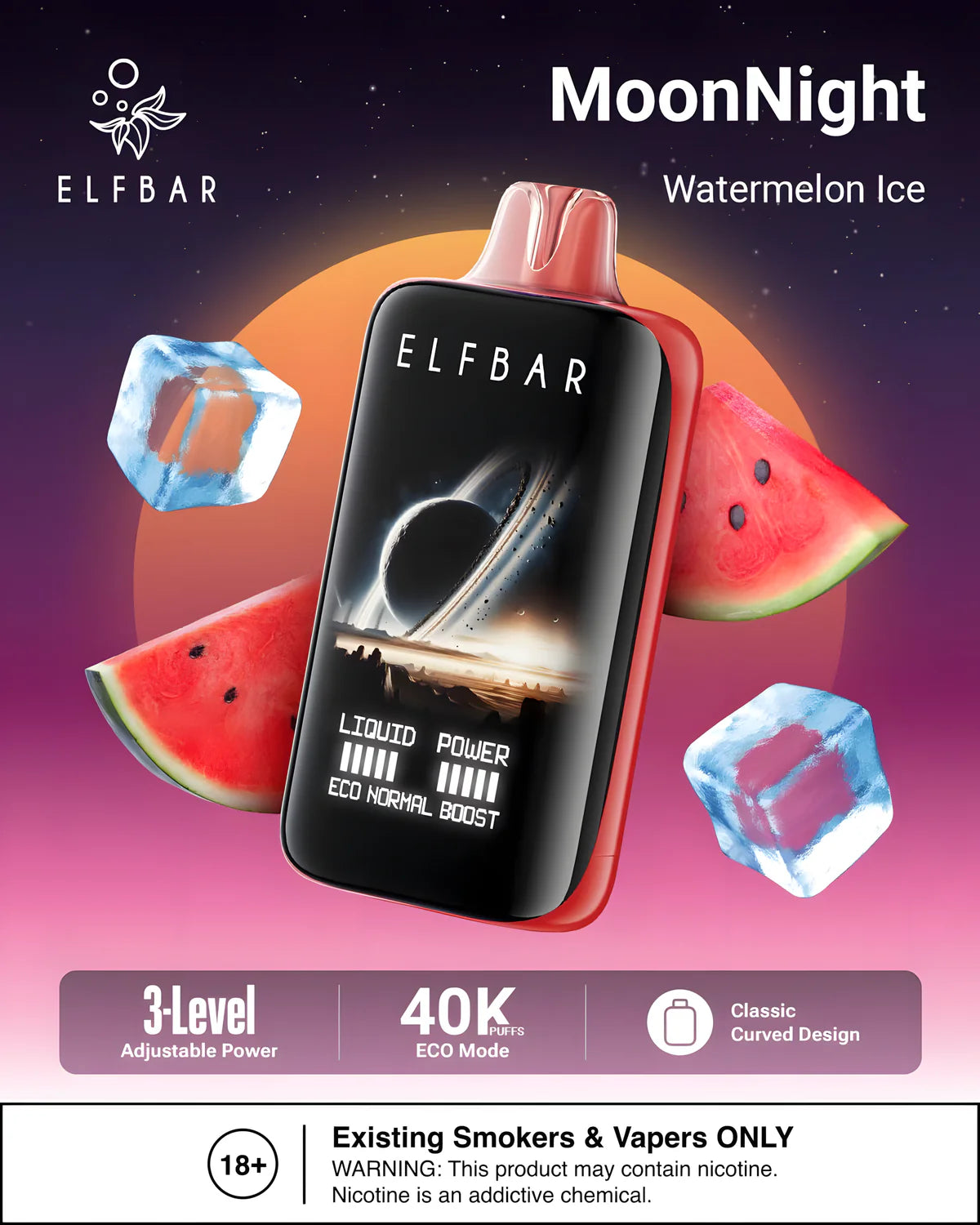 Watermelon Ice ELF BAR Moon Night 40000 puffs Vape