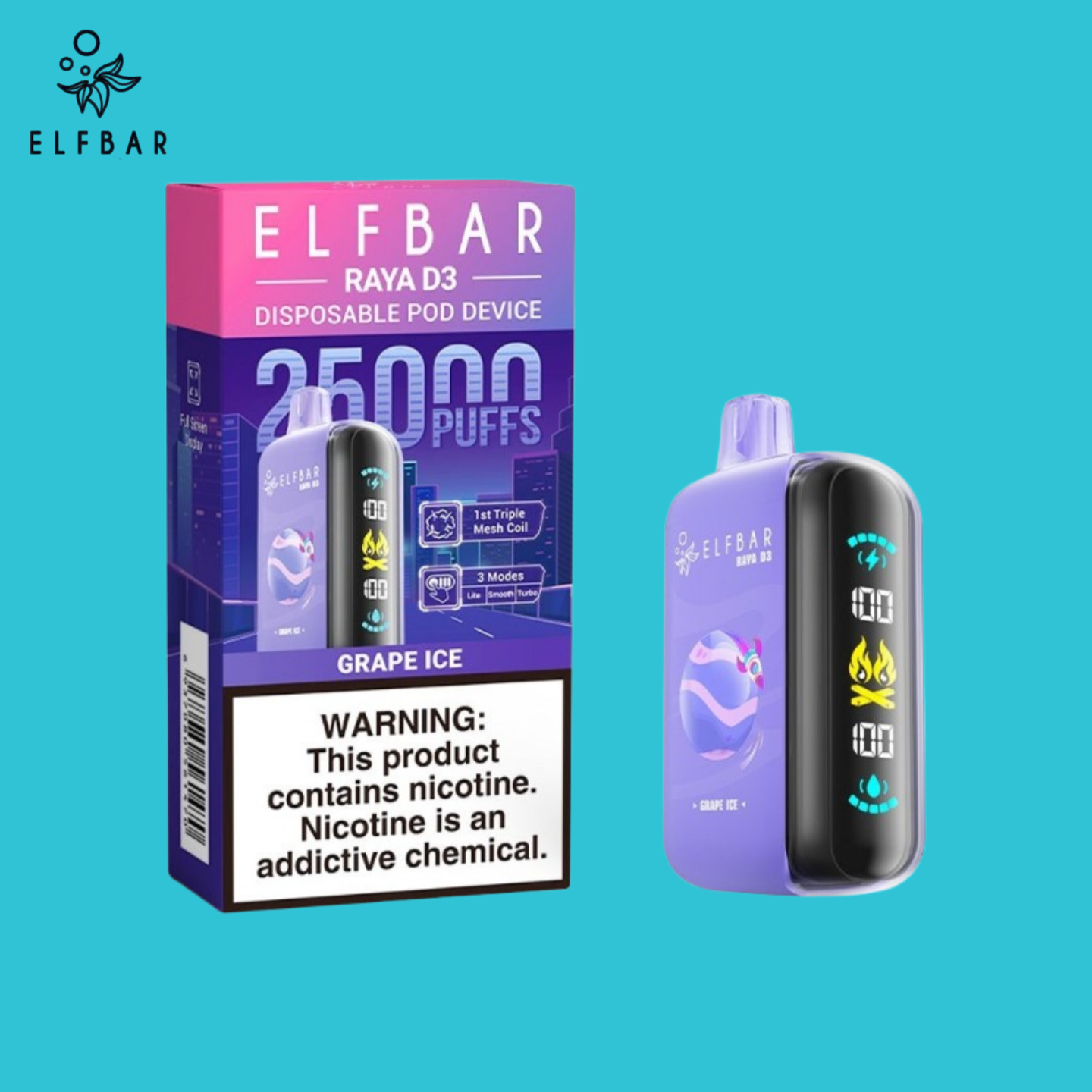 Elf Bar 25000 Puffs Grape Ice Vape