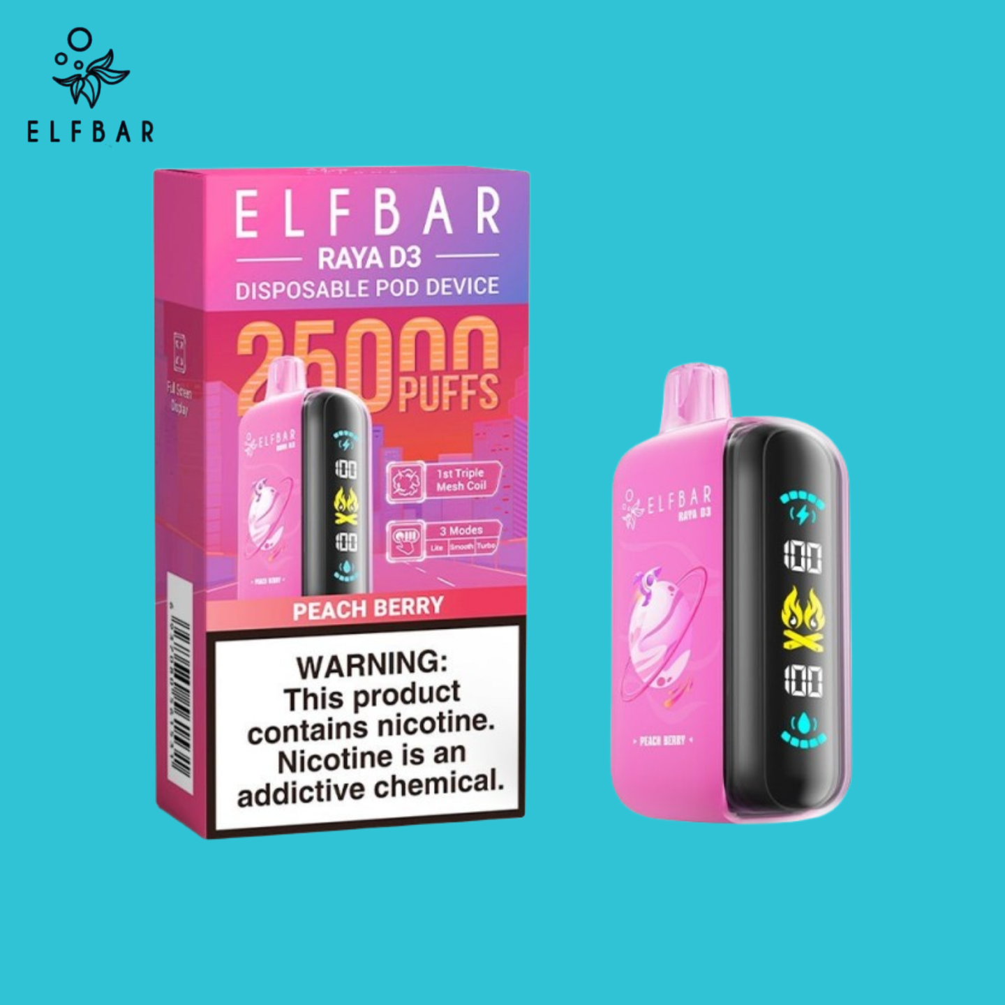 Peach Berry Elf Bar 25000 Raya D3  