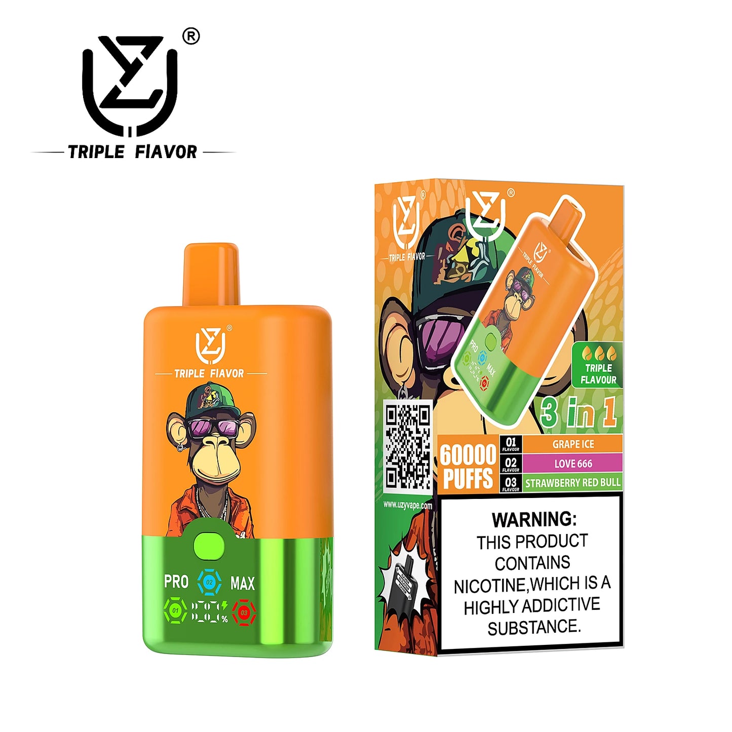 Premium 3-in-1 UZY Triple Flavor Einweg Vape