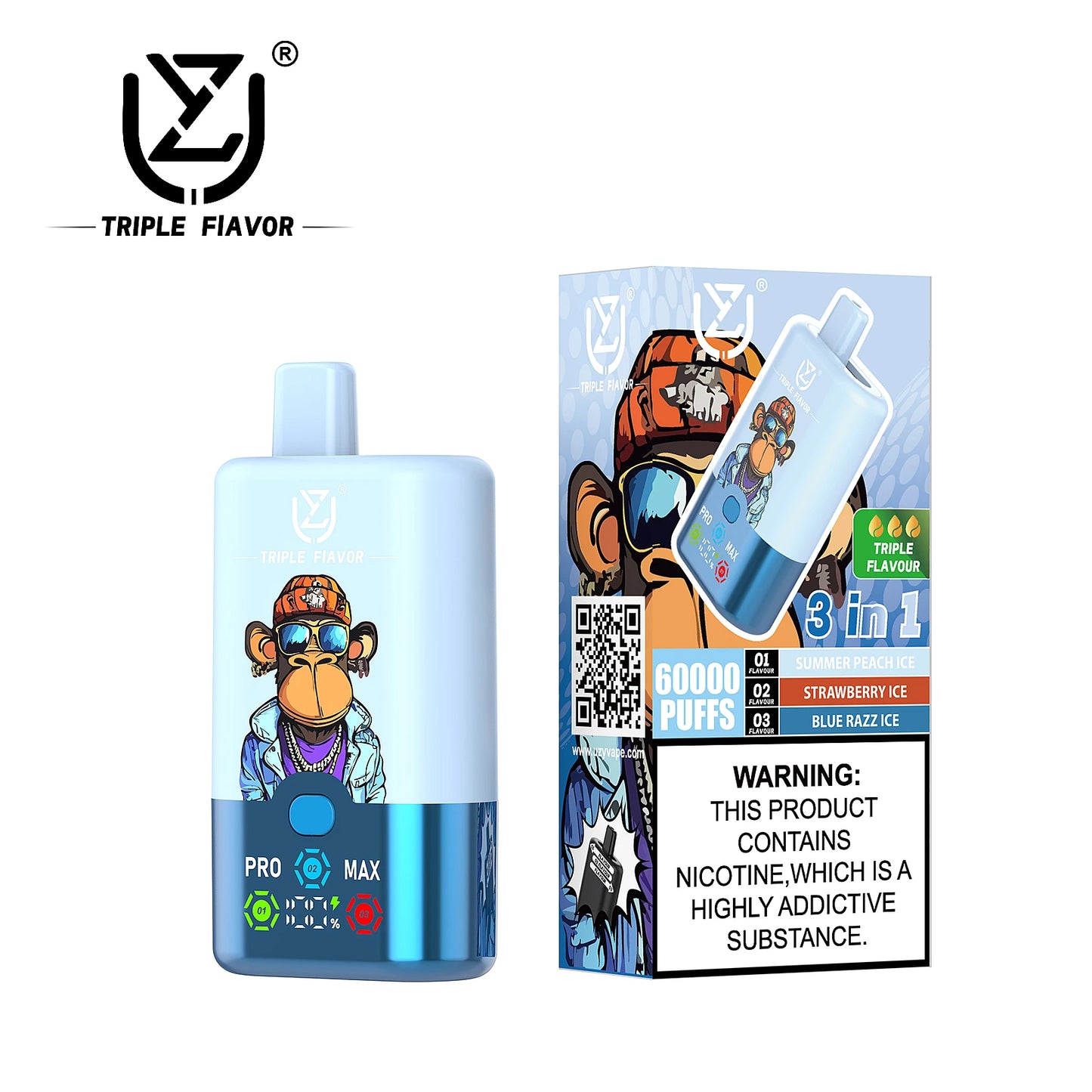 Premium 3-in-1 UZY Triple Flavor Einweg Vape