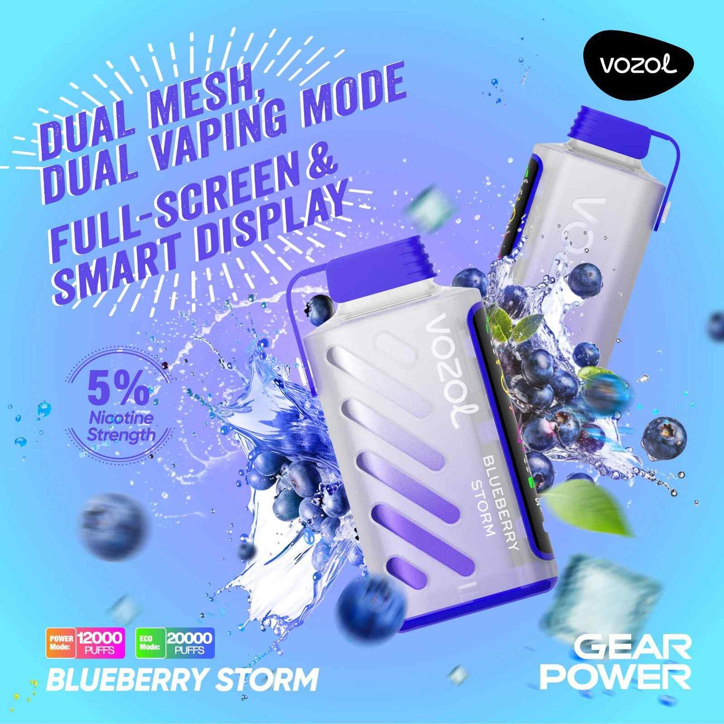 Blueberry Storm Vozol Gear Power 20000 Vape