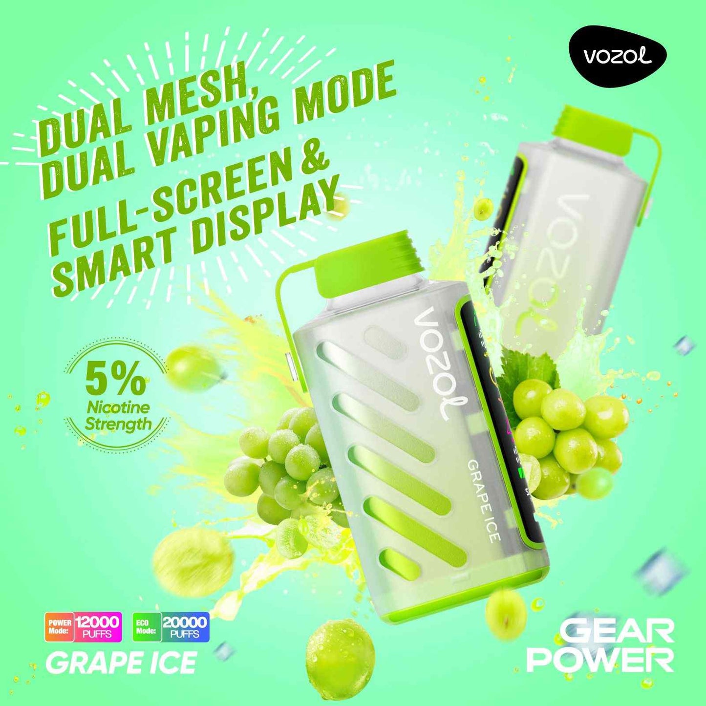 Grape Ice Vozol 20000 Gear Power Vape