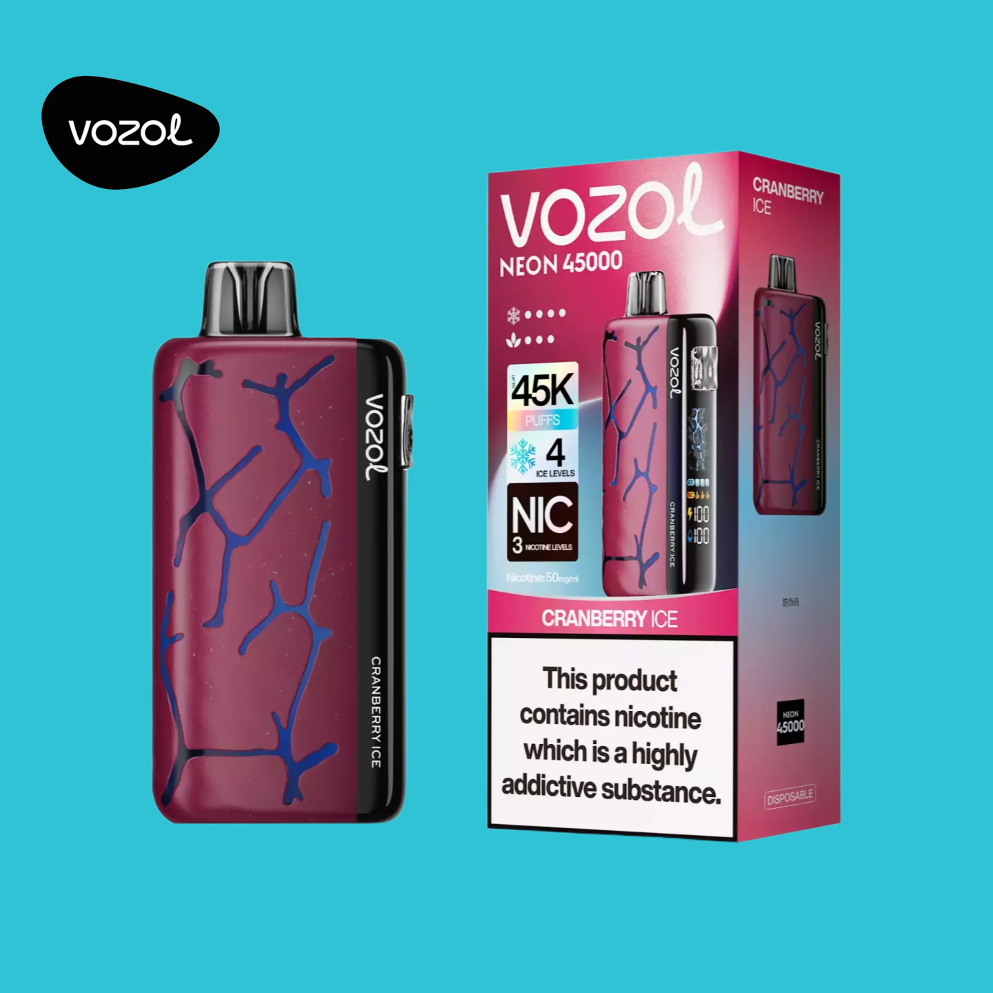 Vozol Neon 45K Cranberry Ice