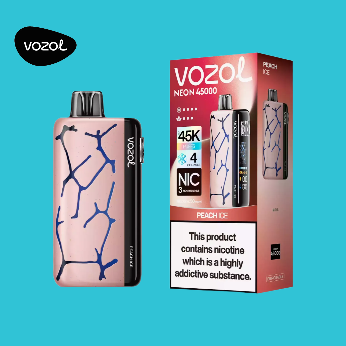 Vozol Neon 45K Peach Ice Vape