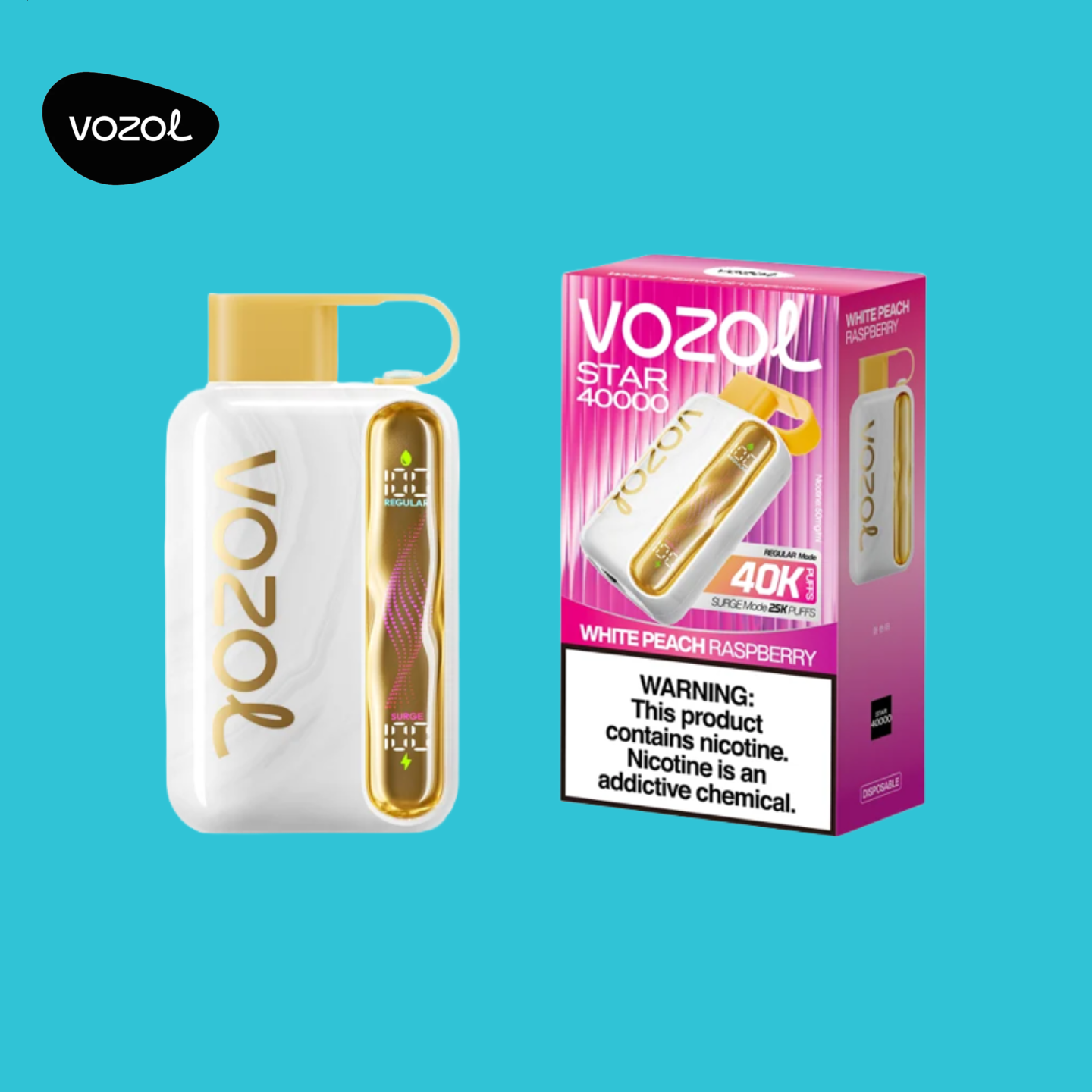 White Peach Raspberry Vozol Star 40000 Züge Vape